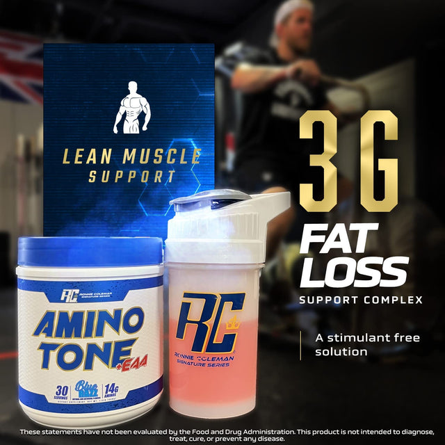 Ronnie Coleman Signature Series Amino-Tone Eaas Amino Acids Powder with Bcaas, Hydration Essential Amino Acids Post Workout Muscle Recovery, Cherry Limeade, 30 Servings