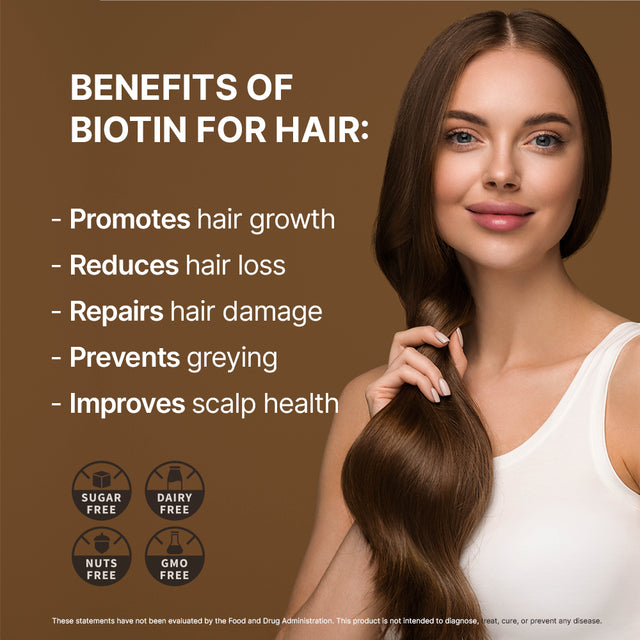 Biotin Pure & Calcium Supplement, 60 Vegan Capsules, for Hair, Skin, Nails, Bones, and Teeth by Rio