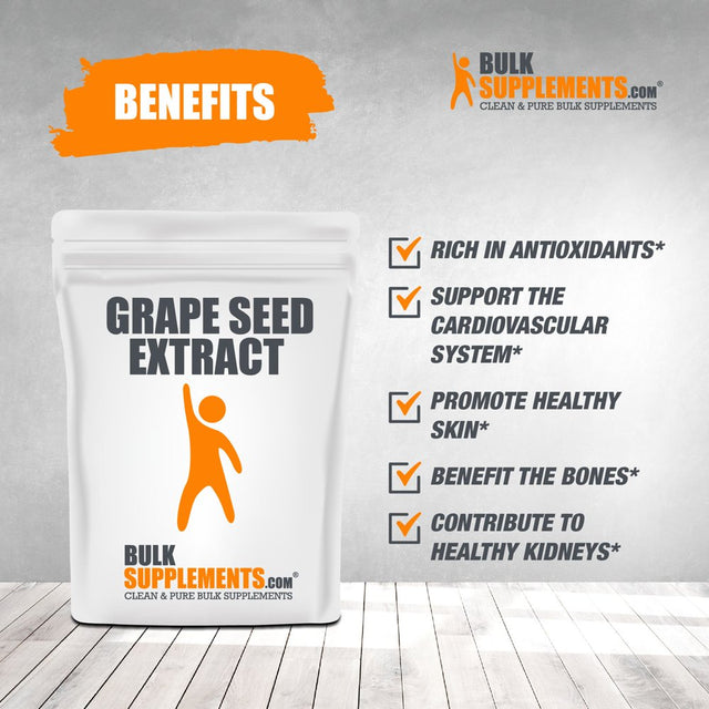 Bulksupplements.Com Grape Seed Extract Powder - Vein Support Supplements - Polyphenols Supplement - Grapeseed Extract Supplement (100 Grams - 3.5 Oz)