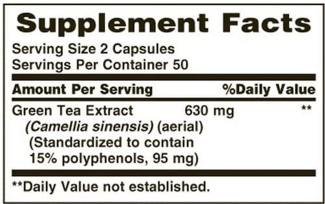 Nature'S Bounty Green Tea Extract Weight Loss Supplement, 315 Mg, 100 Capsules