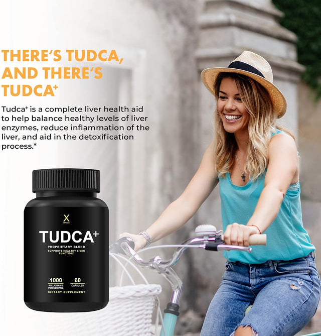 TUDCA+ 1000Mg (Tauroursodeoxycholic Acid) Powerful Serving Size - Liver Health Aid for Detox and Cleanse - Vegan, Non GMO - USA Made Easy to Swallow Capsules - Tudca Bile Salt Supplement Powder