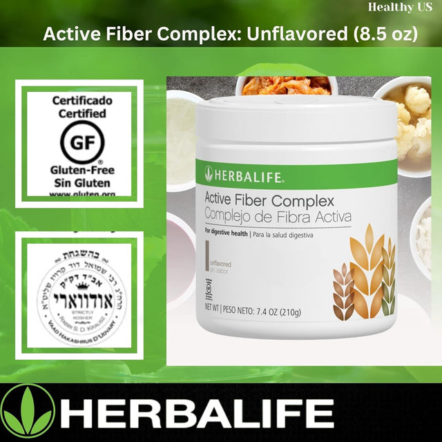 Herbalife Unflavored Active Fiber Complex: (210G) 7.4 Oz. for Digestive Health, Natural Flavor, Gluten-Free, 10 Calories