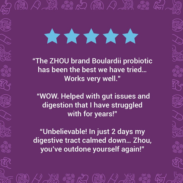 Zhou S. Boulardii Probiotic 440 Mg | Mens & Womens Probiotics | Shelf Stable Immune Support | 60 Veggie Caps