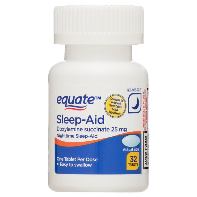 Equate Doxylamine Succinate Sleep-Aid Tablets, 25 Mg, 32 Count