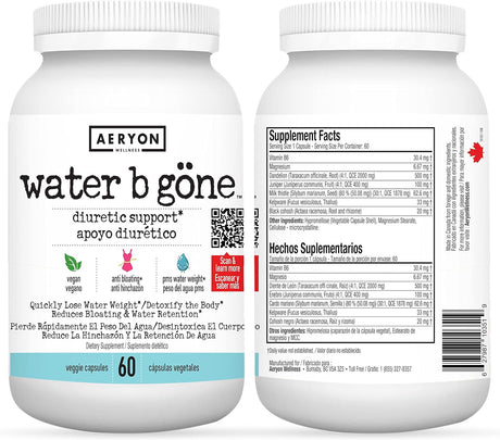 Water B Gone – Diuretic Pills for Women – Reduce Water Retention and Bloating – Find PMS Relief – 60 Vegan Capsules - 20 Day Supply