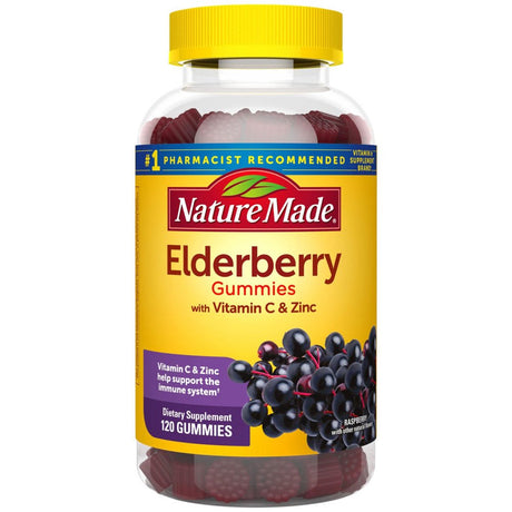 Nature Made Elderberry Gummies with Zinc and Vitamin C, for Immune Support Help (120 Ct.)