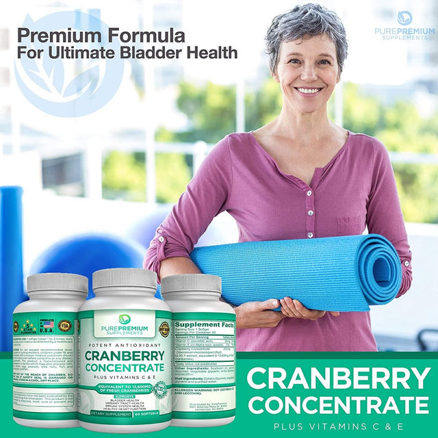 Cranberry Pills by Purepremium Supplements - Maximum Potency Cranberry Concentrate - Non-Gmo, 60 Softgels