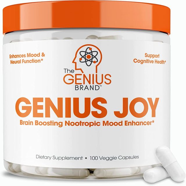 Mood Enhancing Brain Booster Supplement Vitamin-Rich Nootropic Anxiety Relief Support, Genius Joy by the Genius Brand