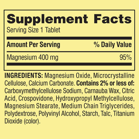 Spring Valley Magnesium Bone & Muscle Health Dietary Supplement Tablets, 400 Mg, 250 Count