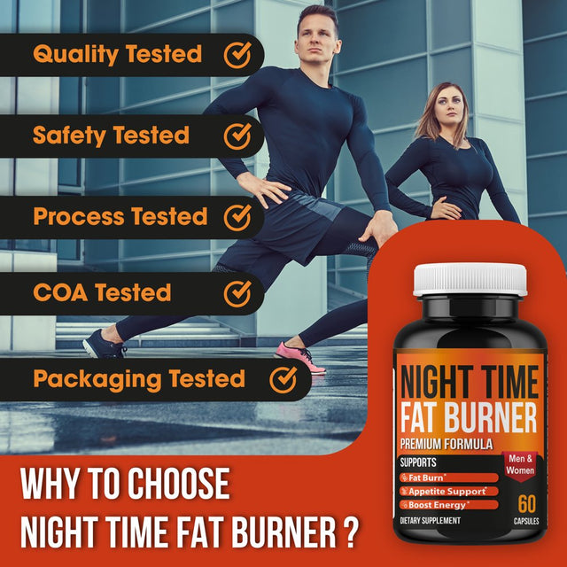 Nighttime Fat Burner Garcinia Combogia, Metabolism Booster, Appetite Suppressant, Weight Loss Supplement for Women Stimulant Free Weight Loss Pills