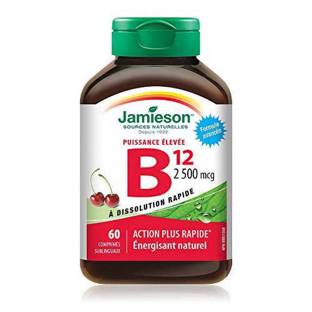 Jamieson Vitamin B12 2,500 Mcg(Methylcobalamin), 60 Sublingual Tablets