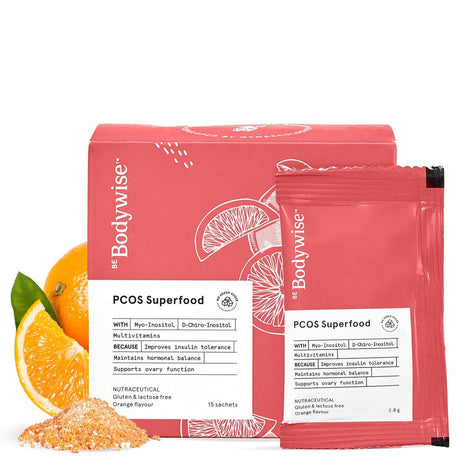 Be Bodywise PCOS Superfood Powder for Women | Manages Irregular Periods & Hormonal Imbalance | with Inositol & Multivitamins | 100% Vegetarian, Sugar Free Orange Flavor | 15 Sachets