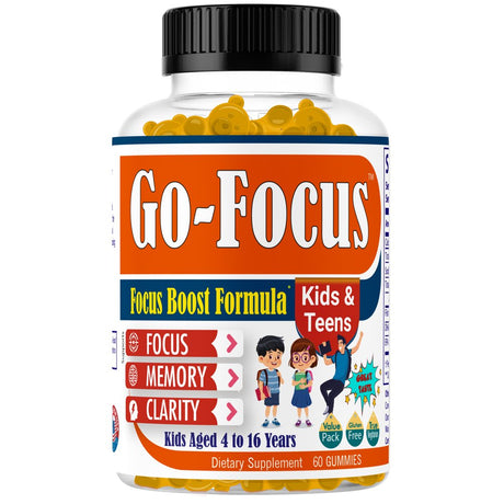 Brightkids Go Focus Kids Brain Supplements for Memory and Focus, Brain Health Supplements for Kids, Memory Booster Brain Focus Supplement for Kids & Teens- 60 Gummies by Celebrity Lifestyle