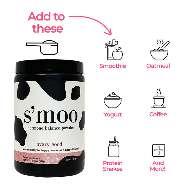 Ovary Good - Cake Batter by Smoo | Hormone Balance/Regulated Cycle, Weight Management, Improve Energy Levels, Complexion & More | Fertility Prenatal Vitamin | PCOS Supplements for Women | Made in USA