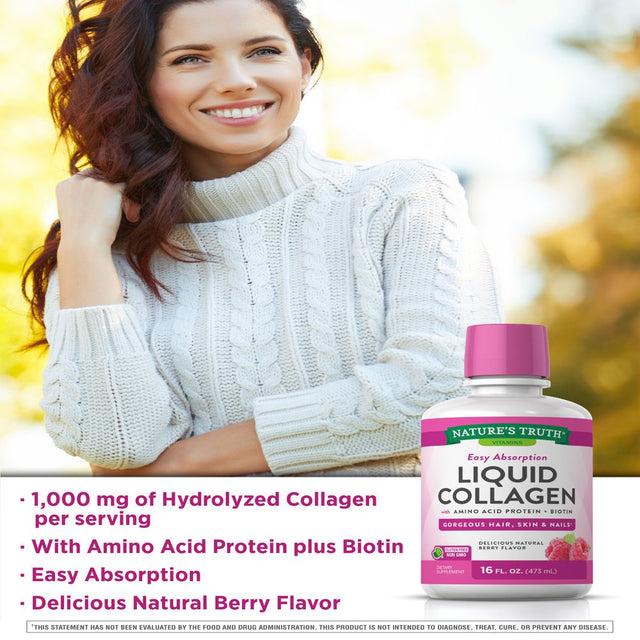 Nature'S Truth Liquid Collagen | 16 Oz | Non-Gmo, Gluten Free Supplement | Natural Berry Flavor | Collagen Peptide Formula for Women and Men