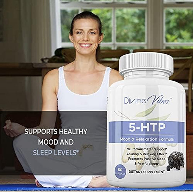 5-HTP 200Mg plus Calcium for Mood, Sleep, Stress Support - Boosts Serotonin Production - High Purity – 60 Capsules