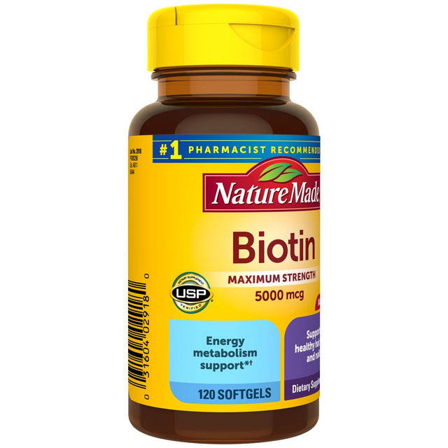 Nature Made Maximum Strength Biotin 5000 Mcg Softgels, 120 Count