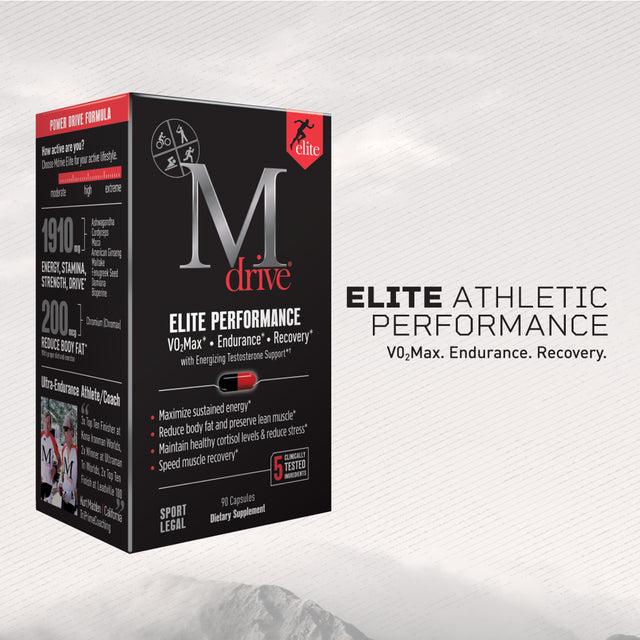 Mdrive Elite Testosterone Booster for Men - Supports Energy, Sports Performance, Cardio, Vo2Max, Recovery, Stress Relief, Lean Muscle, KSM-66 Ashwagandha, DIM, Fenugreek, Chromium, 90 Capsules