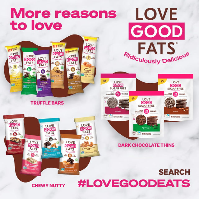 Love Good Fats Keto Protein Snack Bars - Chocolate Lover Variety Pack - 1-2G Sugar, 8-10G Protein, 5G Net Carbs, Gluten-Free, Non GMO - Peanut Butter, Mint, Lemon Mousse, Coconut - 4 Flavors (12 Pack)