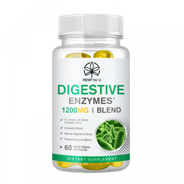 HFU Digestive Enzymes plus Prebiotics & Probiotics Supplemen - Supports Gut Health - Probiotics for Digestive Health - 60 Veggie Capsules