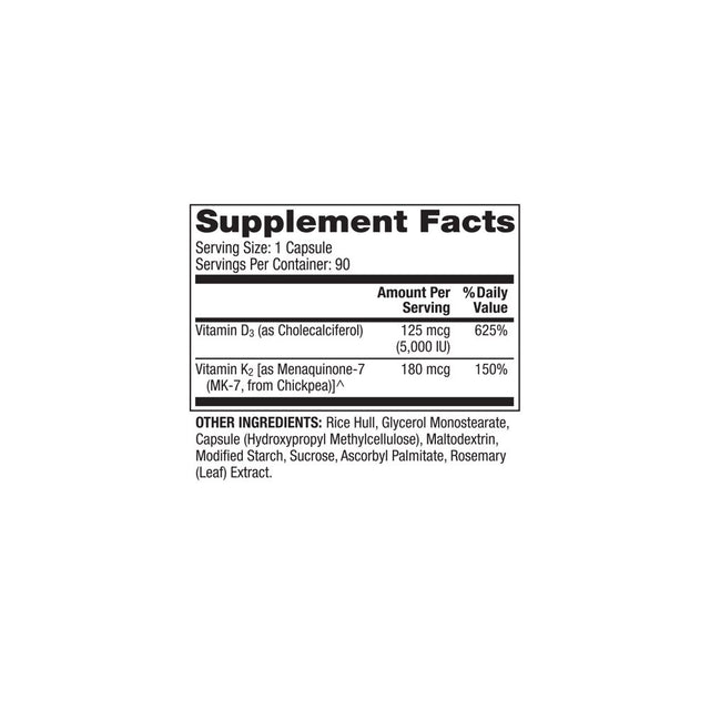 Dr. Mercola, Vitamins D3 and K2 Dietary Supplement , 90 Servings (90 Capsules)