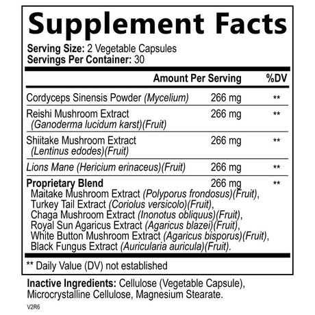 Mushroom Supplement - 10 Mushroom Complex Blend - Lions Mane, Reishi, Turkey Tail, Chaga, Cordyceps, Shiitake, Maitake - Nootropic Brain Supplement, Memory, Focus, Immune Health Support - 60 Count