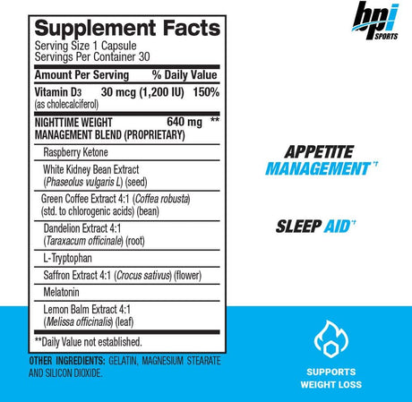 BPI Sports Nite Burn Nighttime Weight Management Formula, 30 Count (Pack of 2)