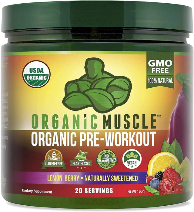 Organic Muscle Bundle - Pre-Workout Powder for Energy (Lemon Berry) + Replenisher for Hydration (Watermelon) - USDA Certified Organic