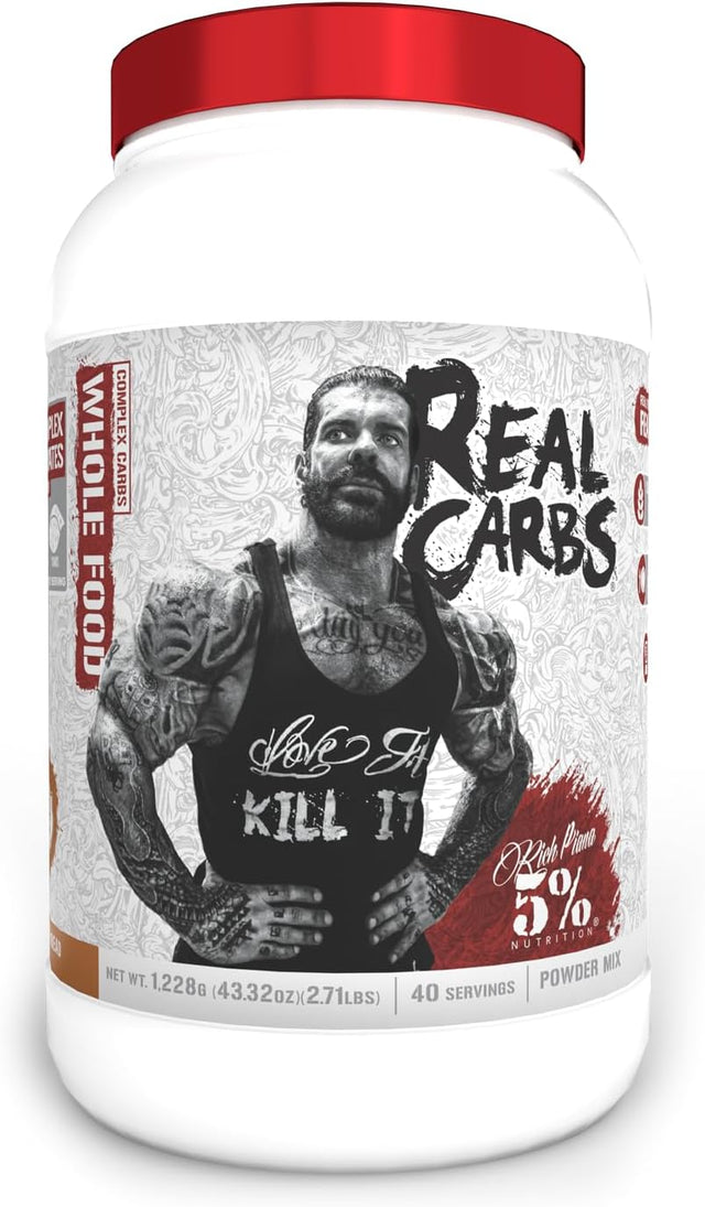 Rich Piana 5% Nutrition Real Carbs with Real Food Complex Carbohydrates, Long-Lasting Low Glycemic Energy for Pre-Workout/Post-Workout Recovery Meal, 2.7 Lb, 40 Servings (Banana Nut Bread)