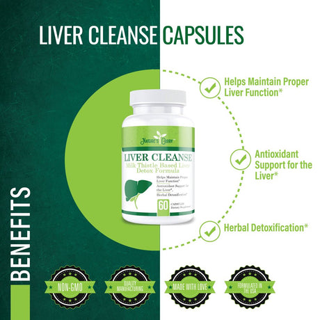 Liver Cleanse and Detox for Supporting for the Liver - Herbal Detoxification for Maintaining Proper Liver Function and Supports the Cleansing Process - 60 Capsules