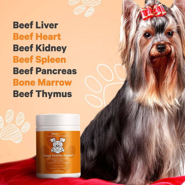 DNA PET Happy Healthy Organs & Glands Supplement for Dogs, Canine Multi Organ Beef Powder, 3 Oz