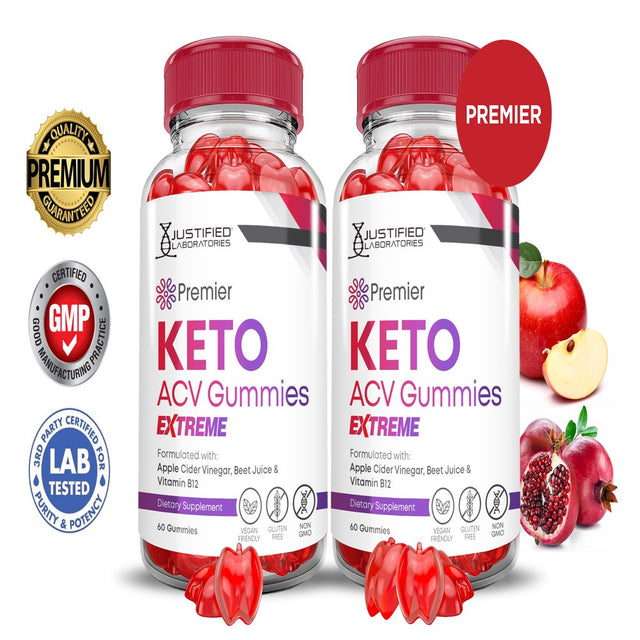 (2 Pack) Premier Keto Extreme ACV Gummies 2000Mg Dietary Supplement 120 Gummys