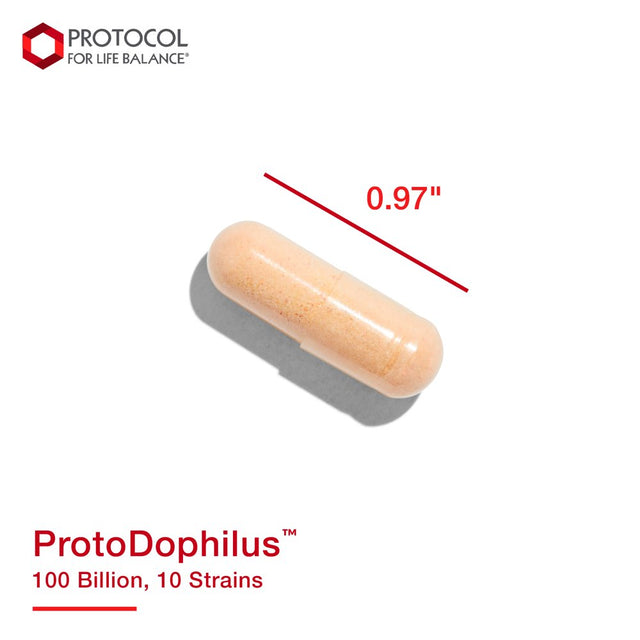 Protocol for Life Balance - Protodophilus - 100 Billion, 10 Strains - Healthy Intestinal Probiotic Flora to Support Digestive Function and Immune Health - 30 Veg Capsules