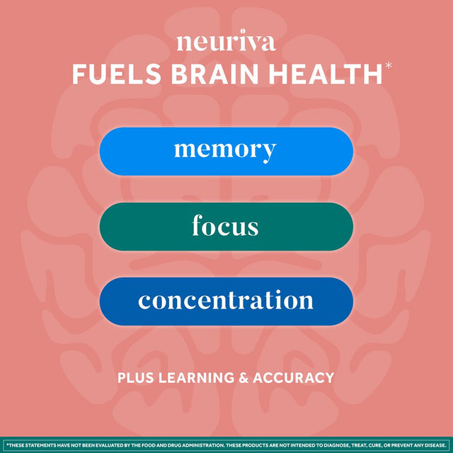 NEURIVA Original Brain Supplement for Memory, Focus & Concentration + Learning & Accuracy with Clinically Tested Nootropics Phosphatidylserine and Neurofactor, Caffeine Free, 50Ct Grape Gummies