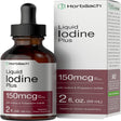 Liquid Iodine Solution Drops | 2 Fl Oz | 150 Mcg | Iodine & Potassium Iodine Supplement | Vegetarian, Non-Gmo, Gluten Free Liquid Tincture | by Horbaach