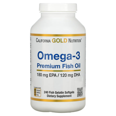 California Gold Nutrition Premium Fish Oil, Omega-3, 180 Mg EPA, 120 Mg DHA, Concentrated Triglyceride Form, 240 Fish Gelatin Softgels, 2 Pack