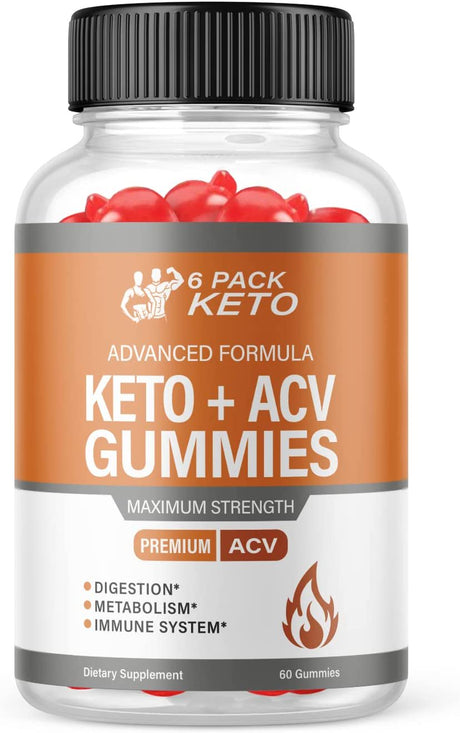 (1 Pack) 6 Pack Keto ACV Gummies - Supplement for Weight Loss - Energy & Focus Boosting Dietary Supplements for Weight Management & Metabolism - Fat Burn - 60 Gummies