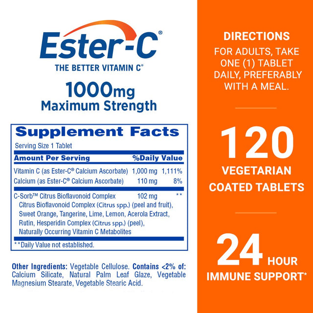 Ester-C Vitamin C, Immune Support Tablets, 1000 Mg, 120 Ct