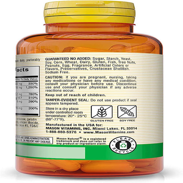 B Complex with Vitamin C Capsules, by Mason - 100 Ea