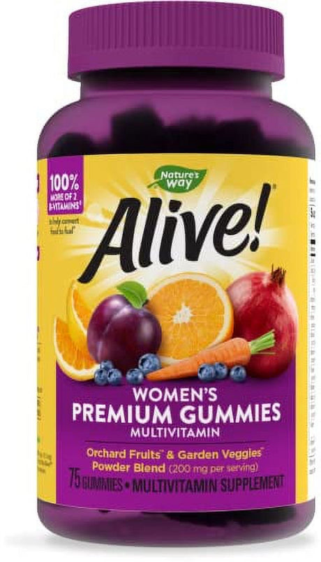 Natureâ€™S Way Alive! Premium Womenâ€™S Gummy Multivitamins, Full Vitamin B Complex, Supports Immune Health*, Mixed Fruit Flavored, 75 Gummies