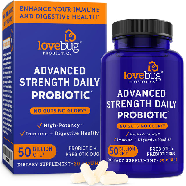 Lovebug Probiotics No Guts No Glory Advanced Strength Daily Probiotic, 30 Count