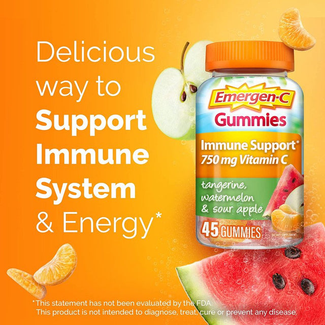 Emergenc Gummies Tangerine, Watermelon and Sour Apple Flavor 45 Gummies - 2 Pack