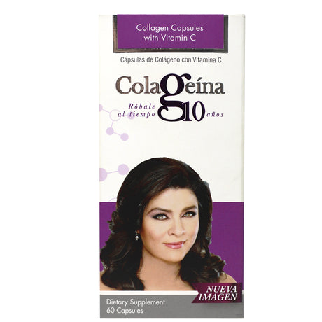 Colageina 10 Collagen Capsules with Vitamin C for a Younger Look, Anti-Aging, 60 Capsules.