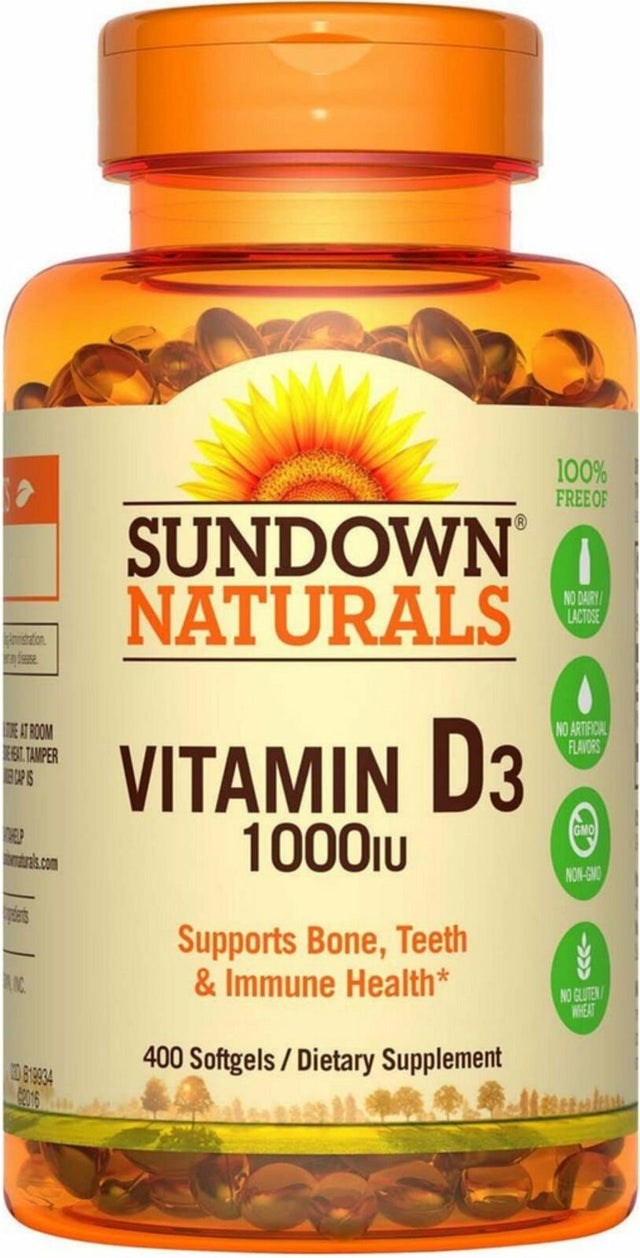 Sundown Naturals Vitamin D3 25 Mcg 1000 IU, 400 Softgels, 3-Pack