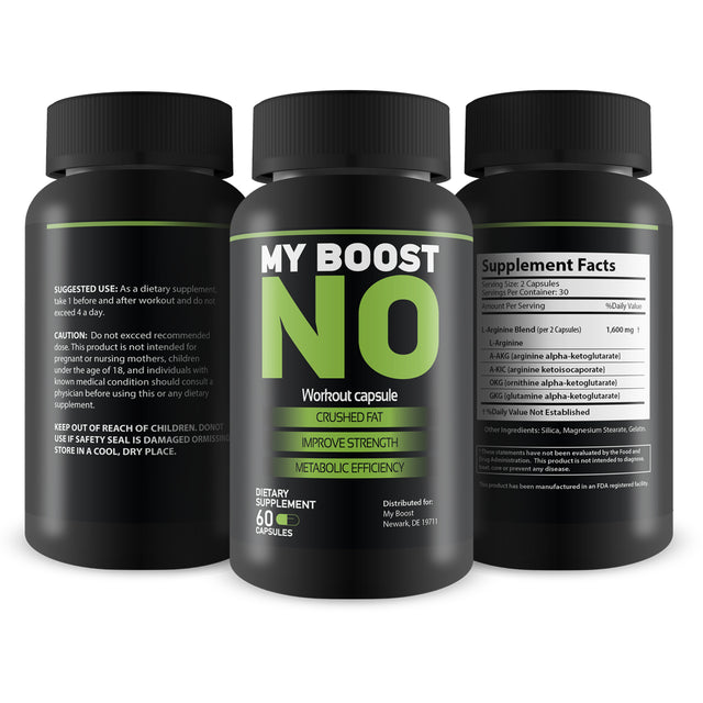 MY BOOST- N.O.- Nitric Oxide Booster - Extreme Workout Capsules - Crush Fat - Improve Strength - Increase Metabolic Efficiency