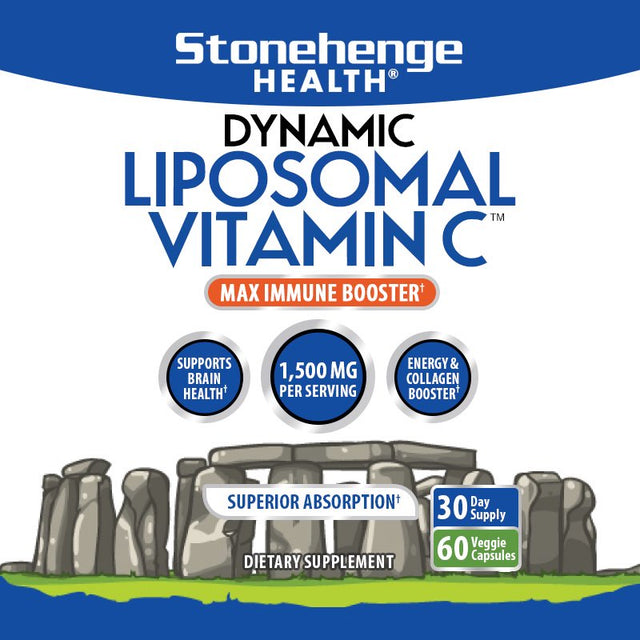 Liposomal Vitamin C 1500Mg Stonehenge Health, Non-Gmo Sunflower Lecithin, High Absorption, Fat-Soluble, Supports Immune System, Dietary Supplement, 60 Capsules