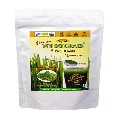 Girme'S Wheatgrass Powder 100G Pouch | India Organic - Jaivik Bharat Certified | Natural Health Supplement | Immunity Booster, Detox | Export Quality