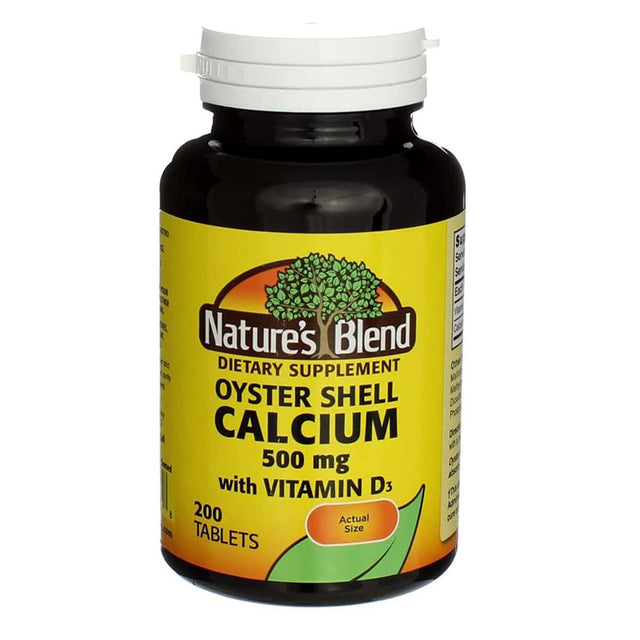 Nature'S Blend Oyster Shell Calcium 500Mg with D3 Vitamin D3, 100 Ct, 6 Pack