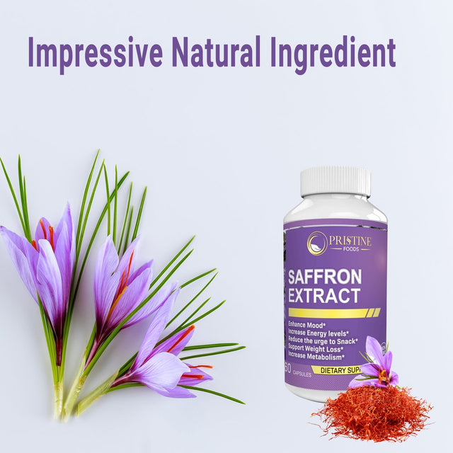 Pristine Foods Saffron Extract Supplement 88.5Mg - Natural Appetite Suppression, Healthy Weight Loss Pills - 60 Capsules