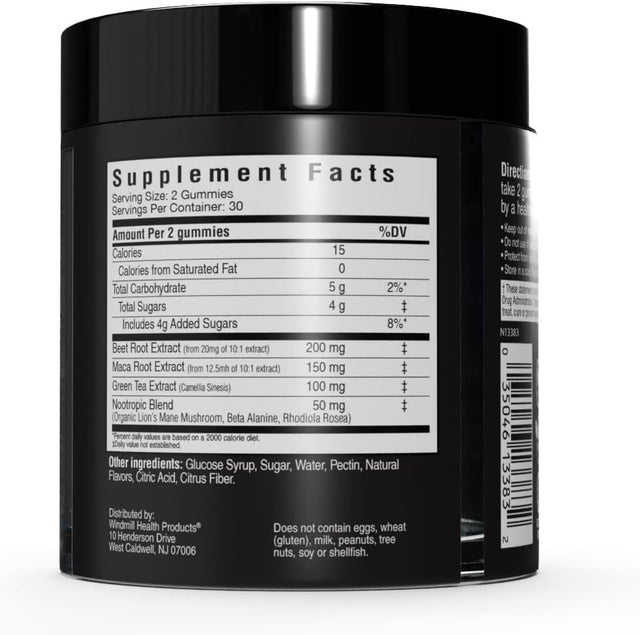 Cybergenics Pre Workout Gummies, Supports Energy Levels, Boosts Performance, Beta Alanine, Green Tea Extract, Nootropic Blend for Focus, Natural Beet Root, Blue Raspberry, 60 Gummies, 30 Servings